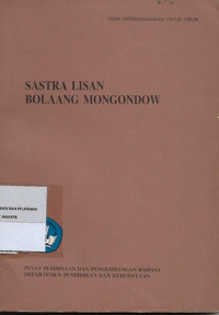 Image of Sastra Lisan Bolaang Mongondow